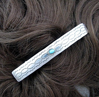 Sterling Silver Turquoise Hair Barrette