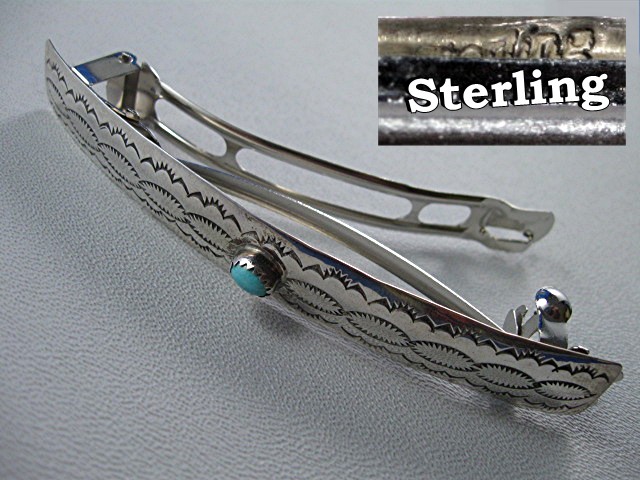 Sterling Silver Turquoise Hair Barrette