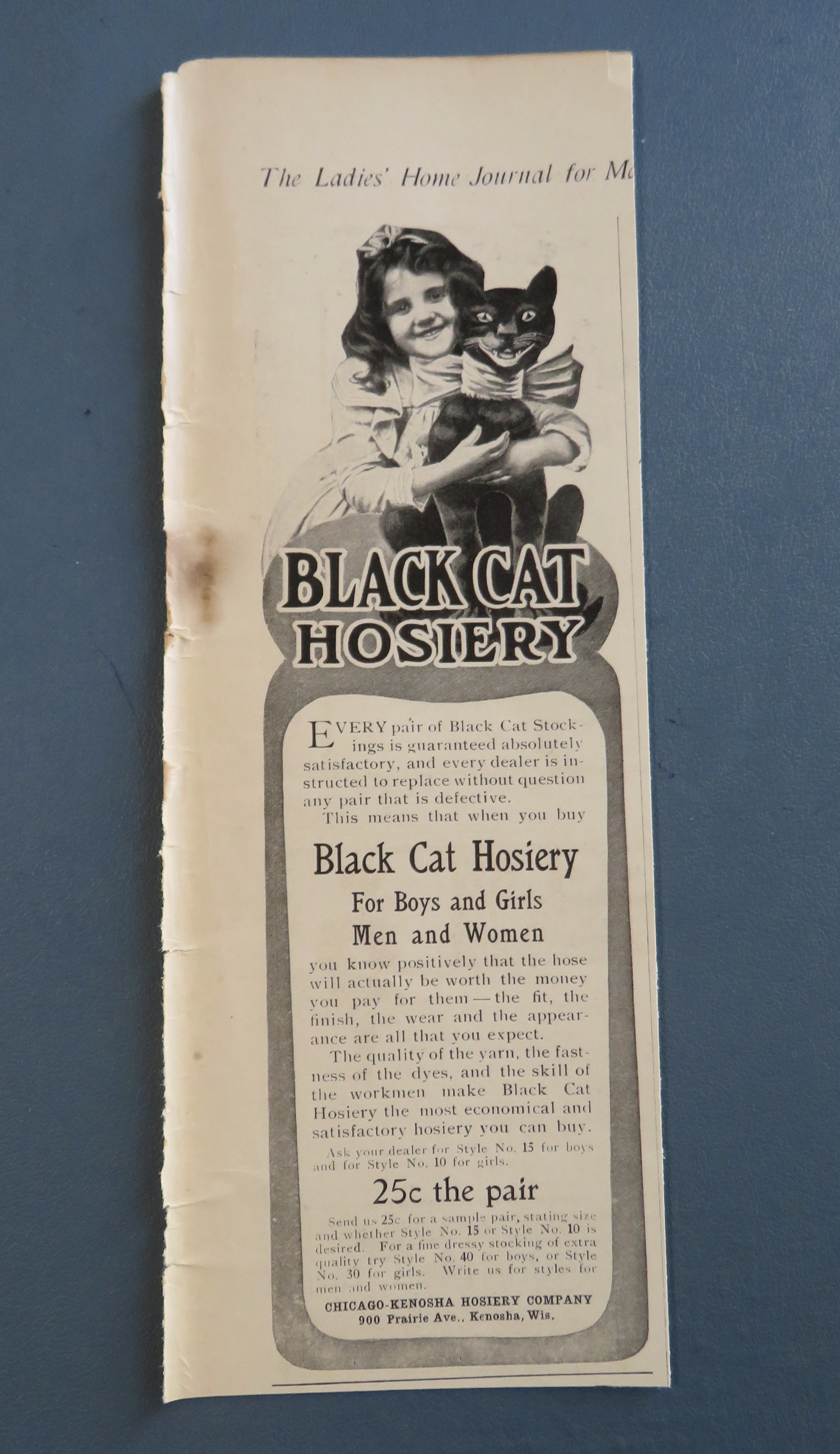 1905 Black Cat Hosiery with Girl & Her Cat