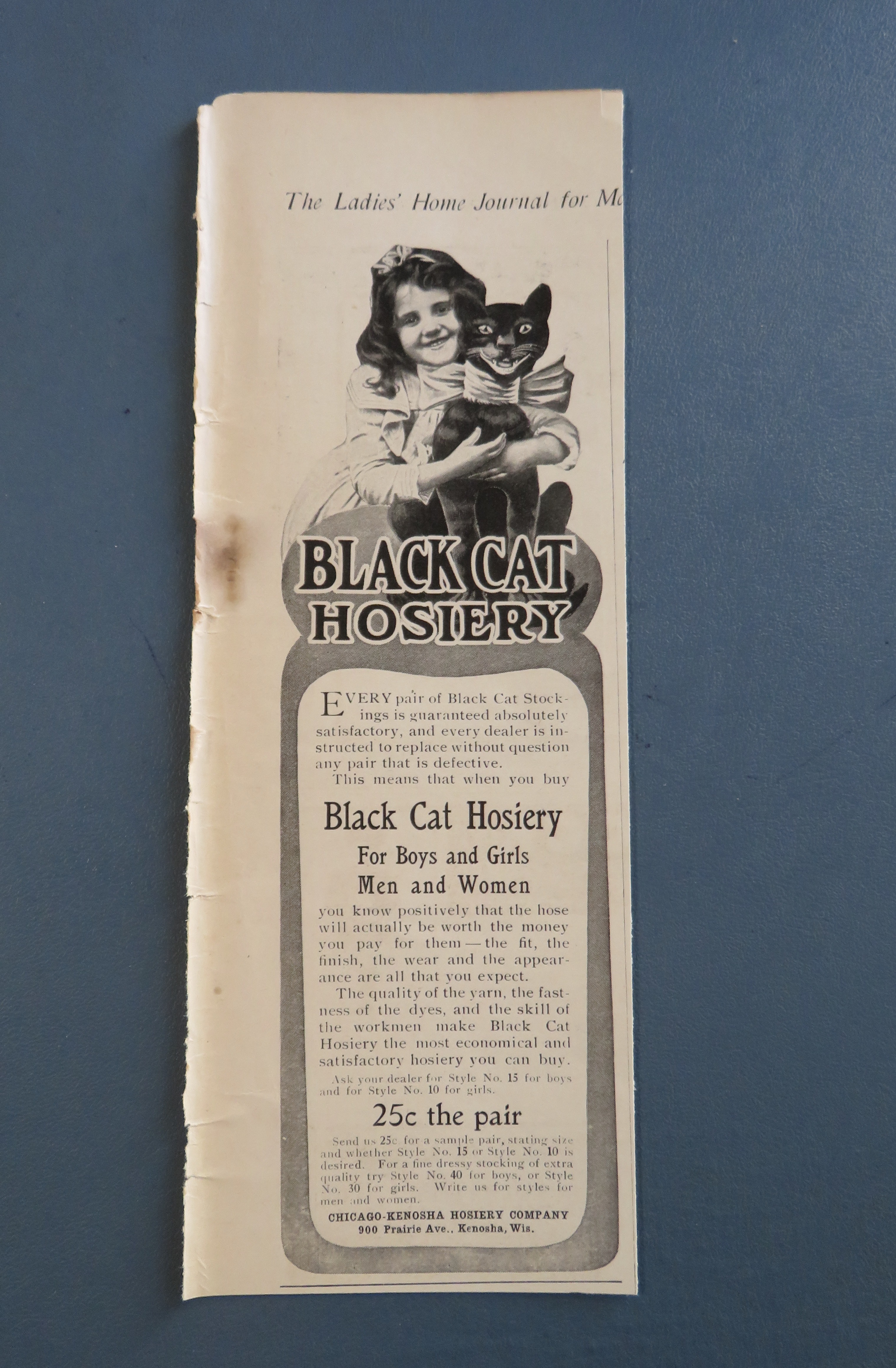 1905 Black Cat Hosiery with Girl & Her Cat