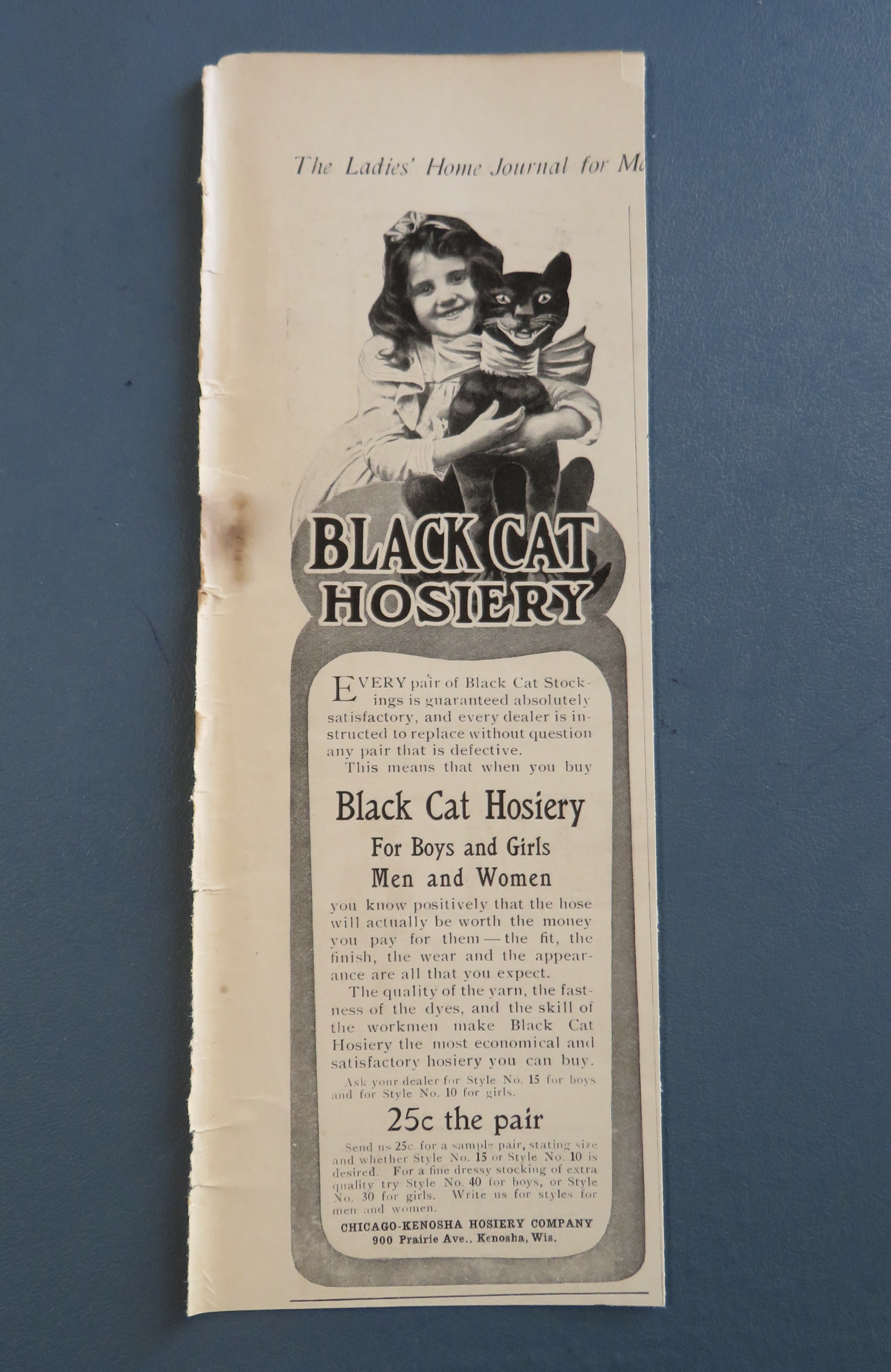 1905 Black Cat Hosiery with Girl & Her Cat