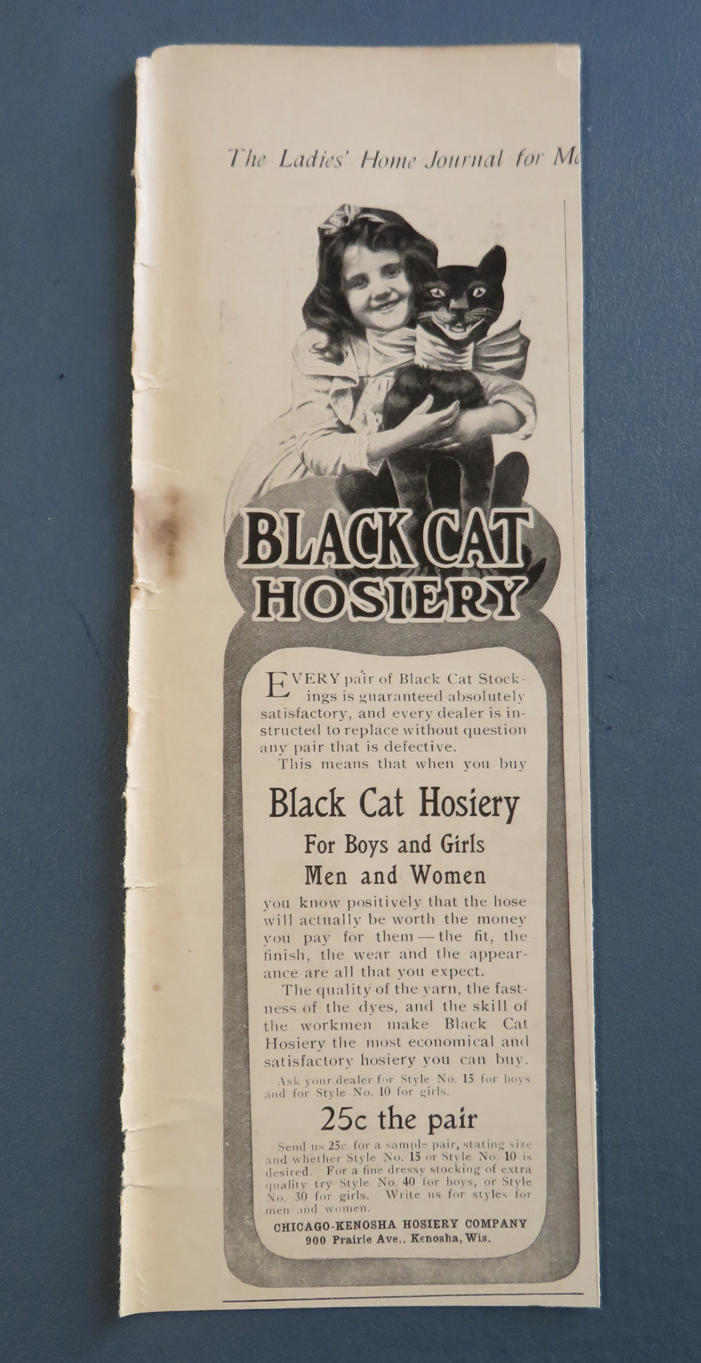 1905 Black Cat Hosiery with Girl & Her Cat