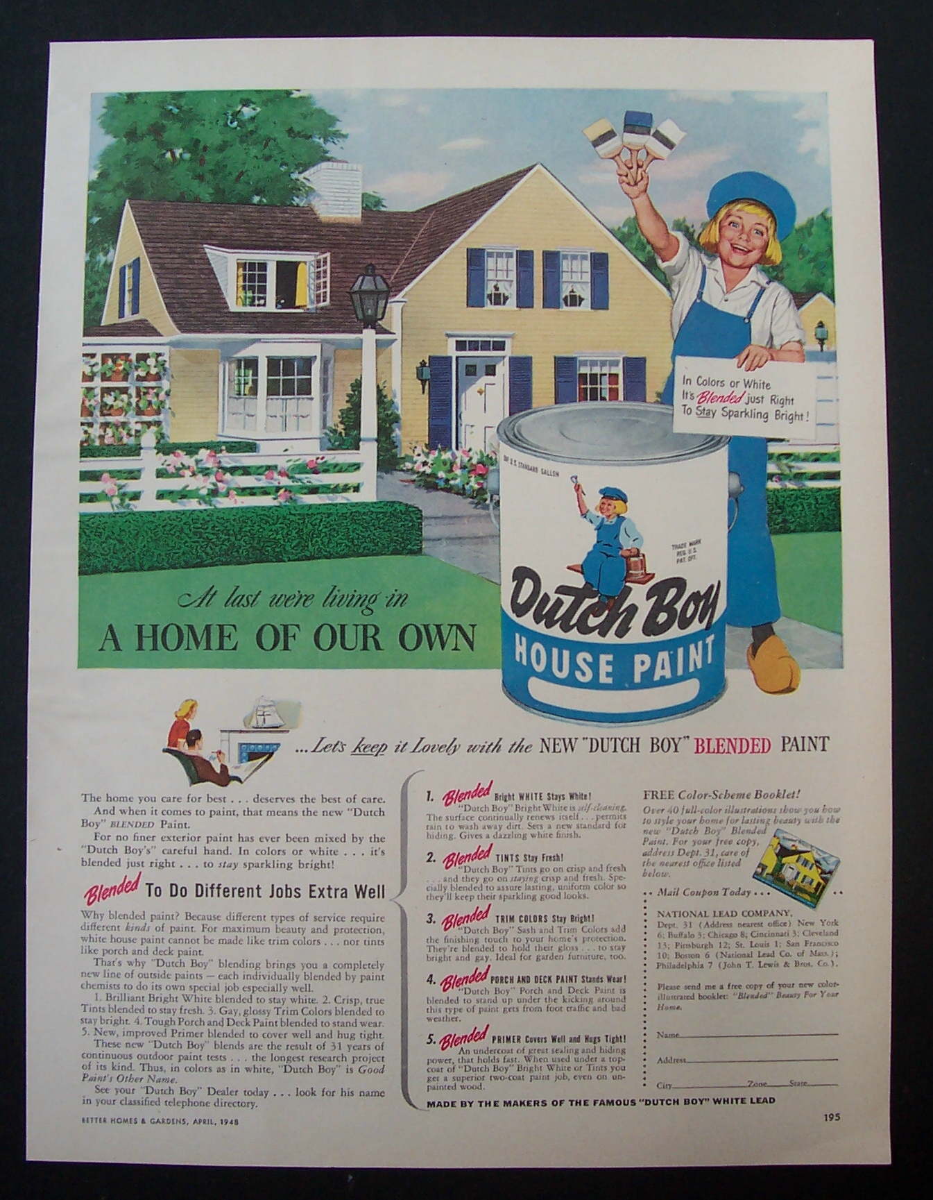 1948 Dutch Boy Paints w/Dutch Boy Holding Paint Brushes
