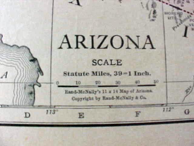 Antique Map Arizona Nevada 1912 Antique