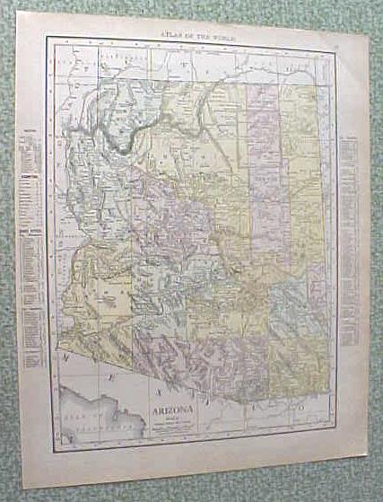 Antique Map Arizona Nevada 1912 Antique