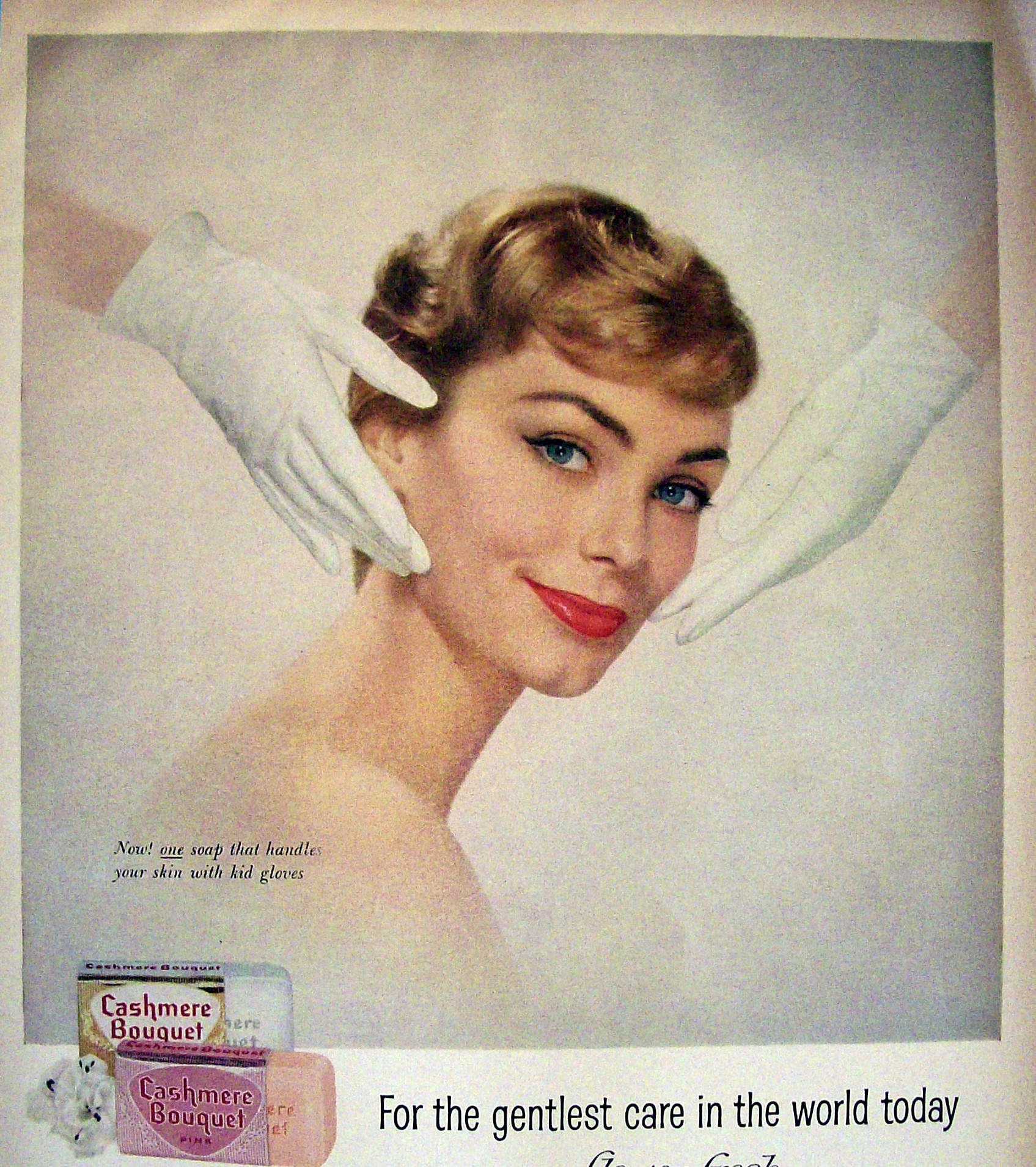 1959 Cashmere Bouquet Soap with Lovely Woman's Face
