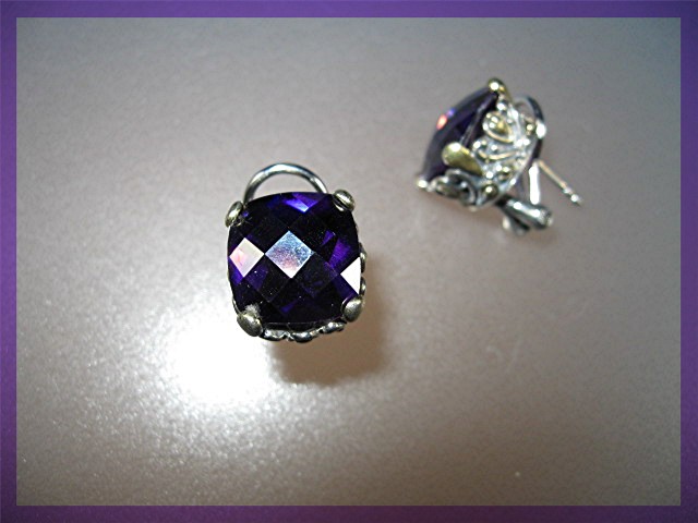 Amethyst Sterling Silver French Back Pierced Earrings