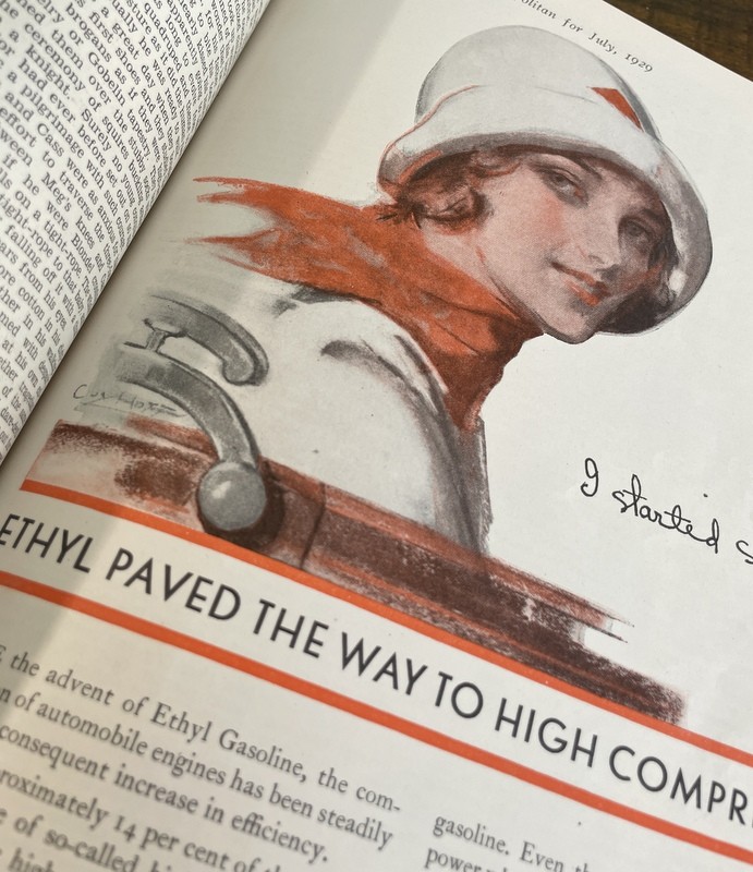 1929 Vintage Cosmopolitan Magazine Harrison Fisher Cover Art Deco Lady, Color Ads