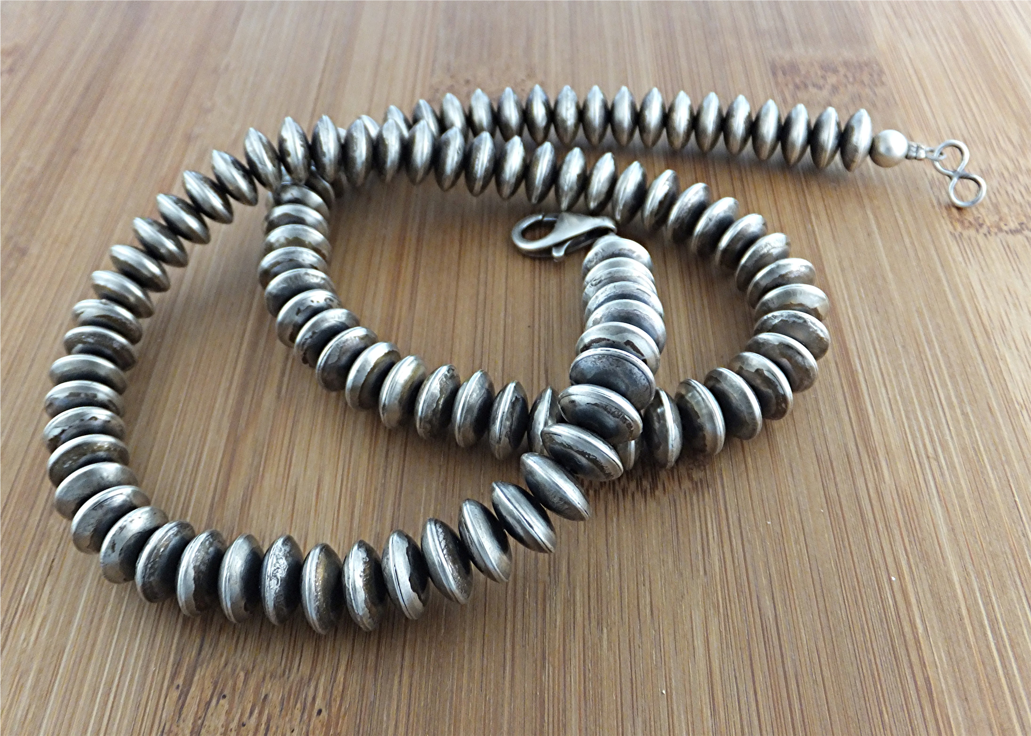 Navajo Pearls Sterling Silver Hand Made  Necklace