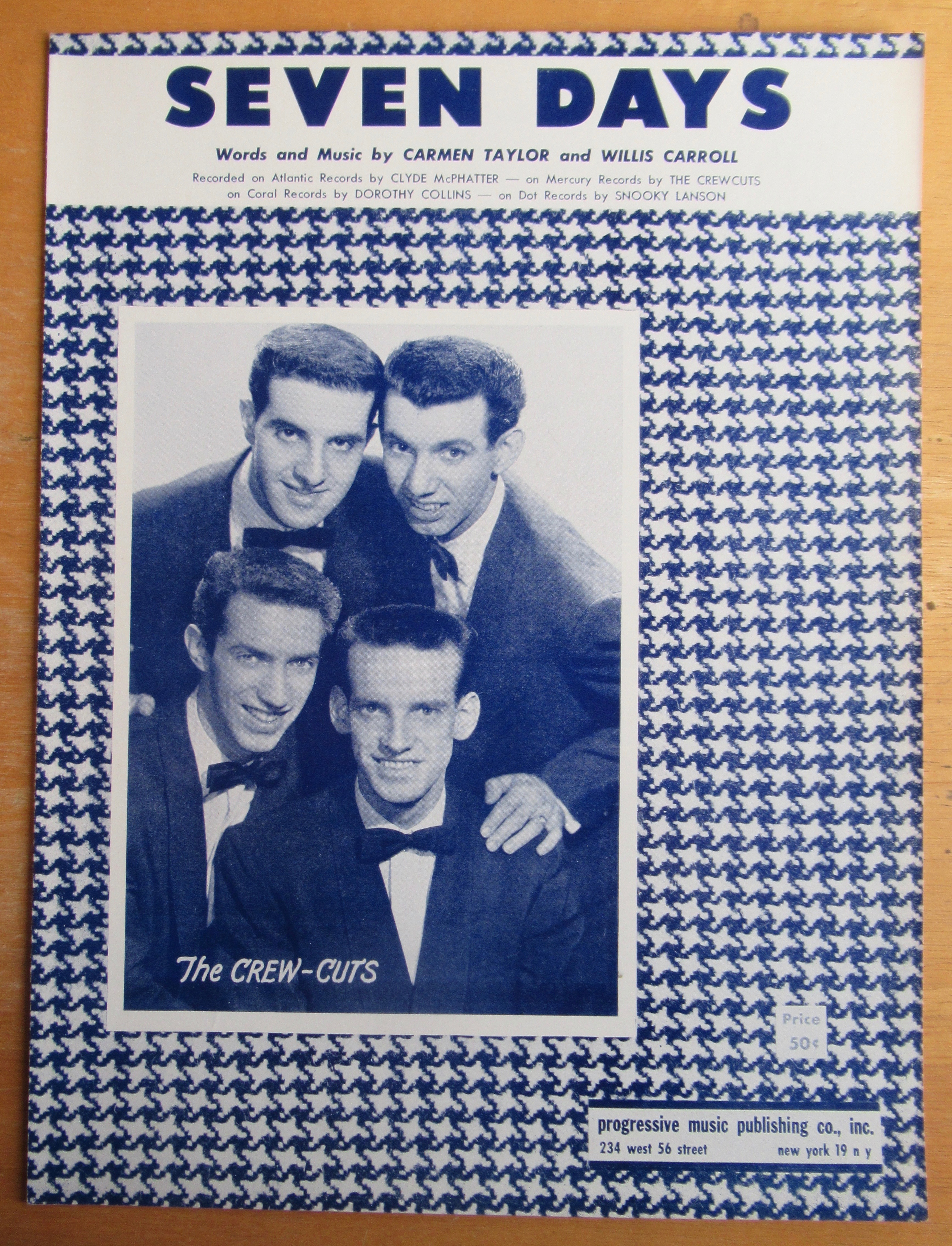 Sheet Music For 1956 Seven Days The Crew Cuts Cover