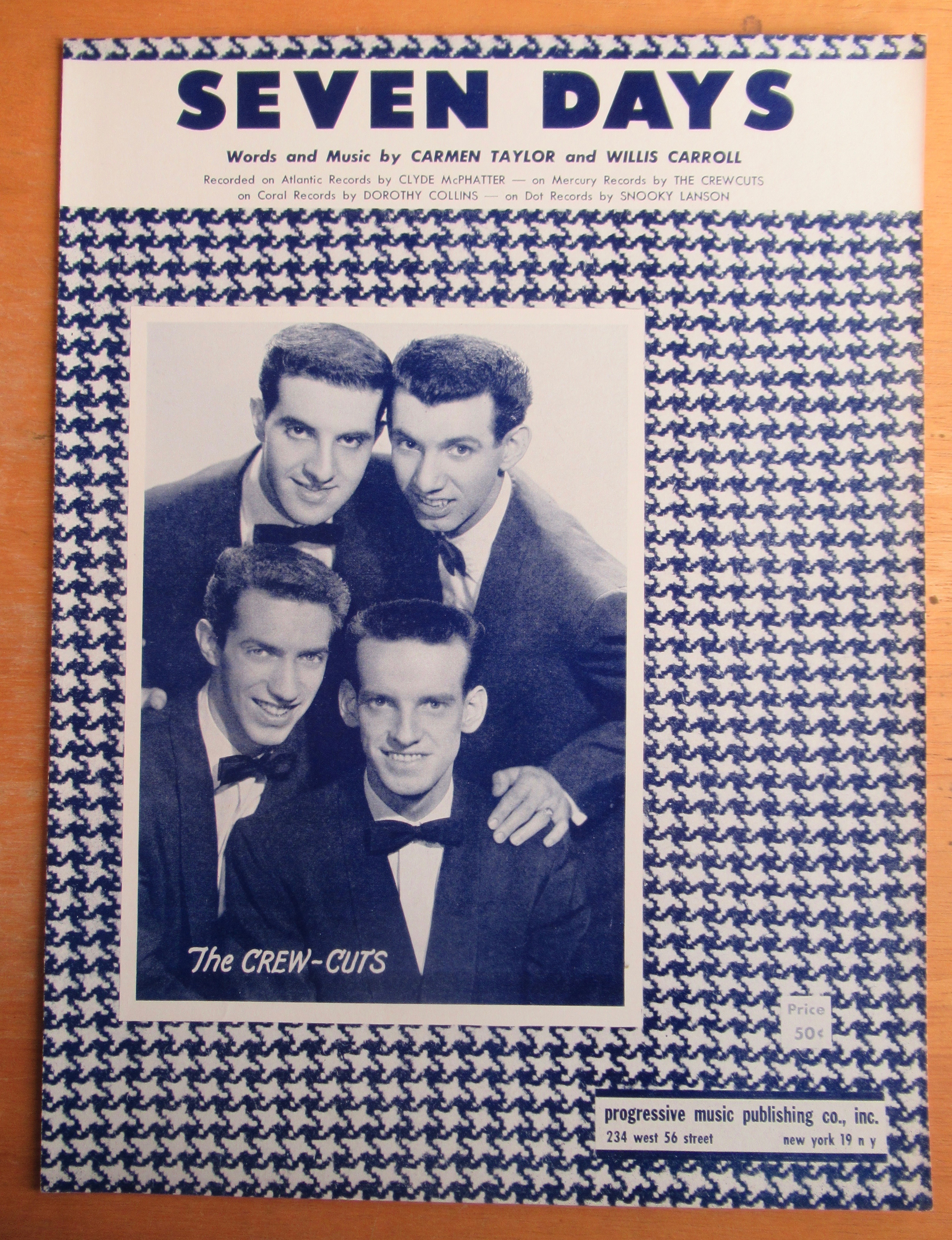Sheet Music For 1956 Seven Days The Crew Cuts Cover