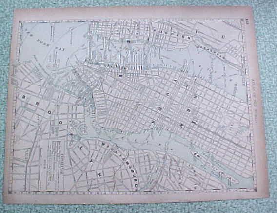 Antique Map Philadelphia New York City Brooklyn 1890