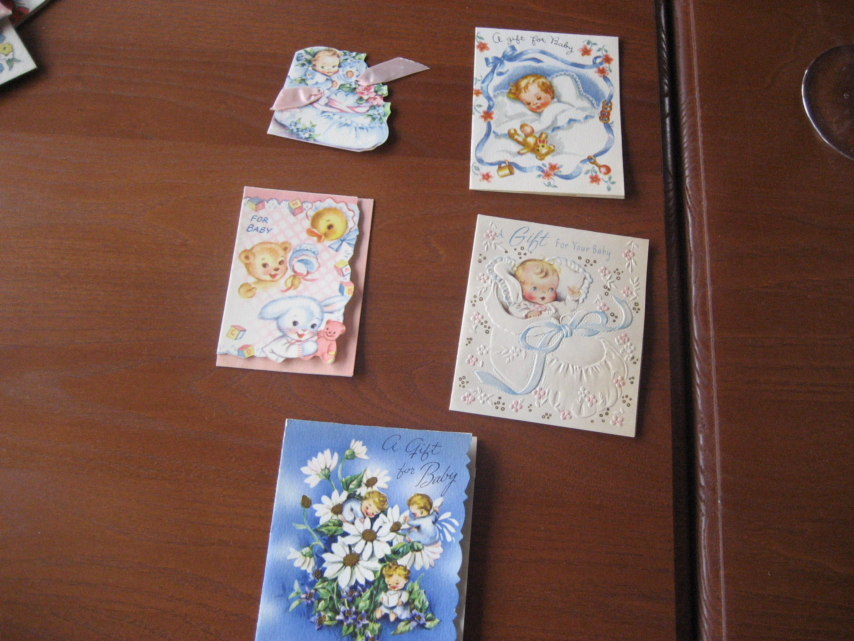 Five 1951 Baby Gift Cards