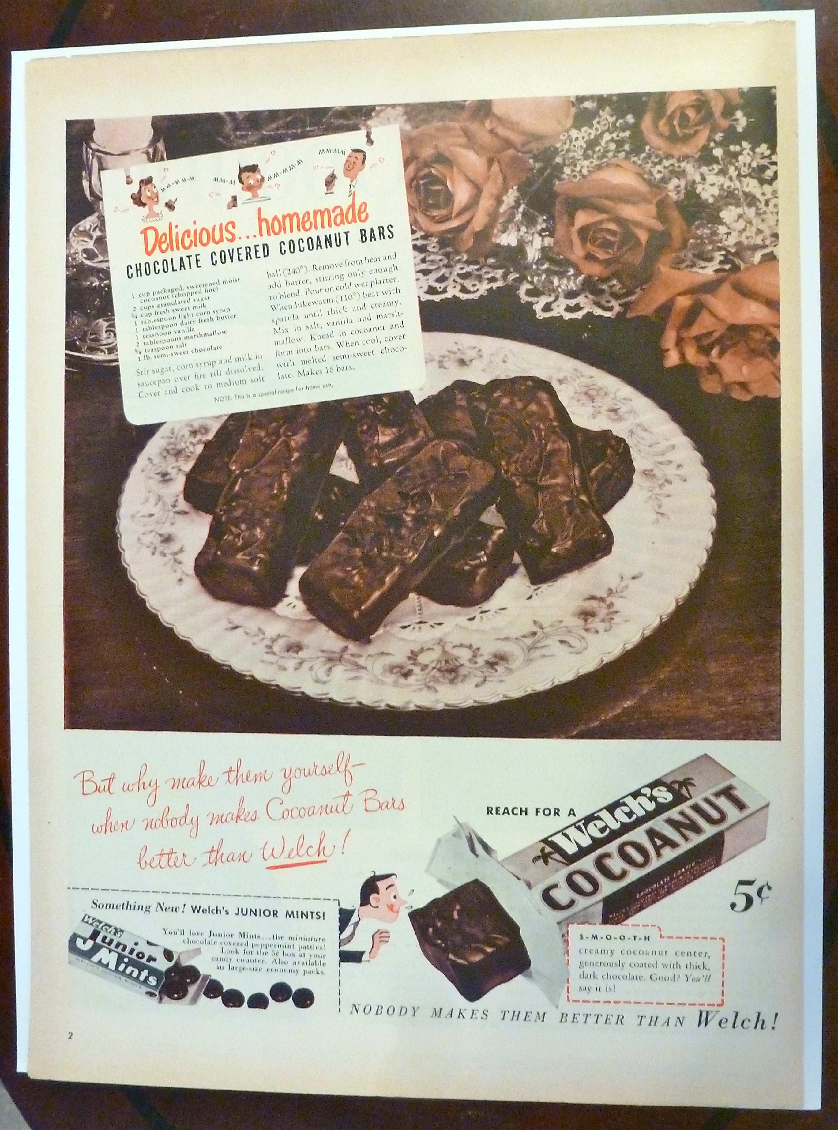 1950 Welch's  Cocoanut with Chocolate Cocoanut Bars