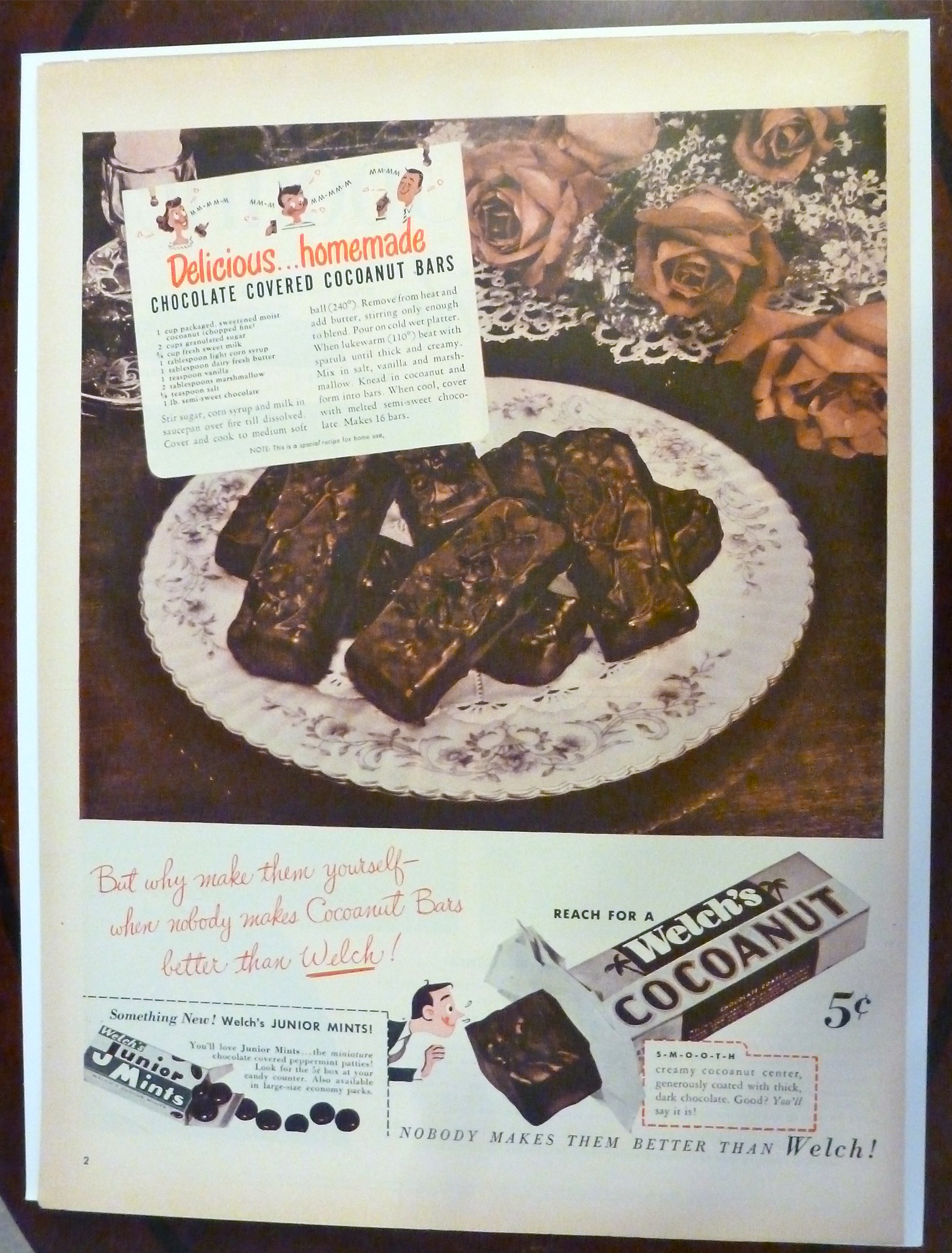 1950 Welch's  Cocoanut with Chocolate Cocoanut Bars