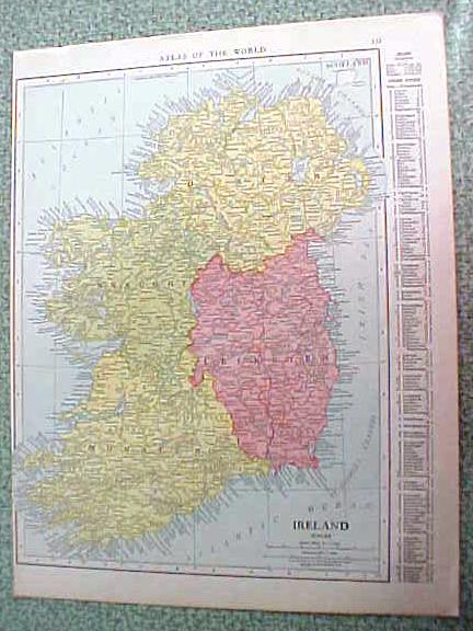 Antique Map Ireland Spain 1916 Rand McNally