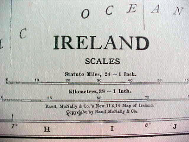 Antique Map Ireland Spain 1916 Rand McNally