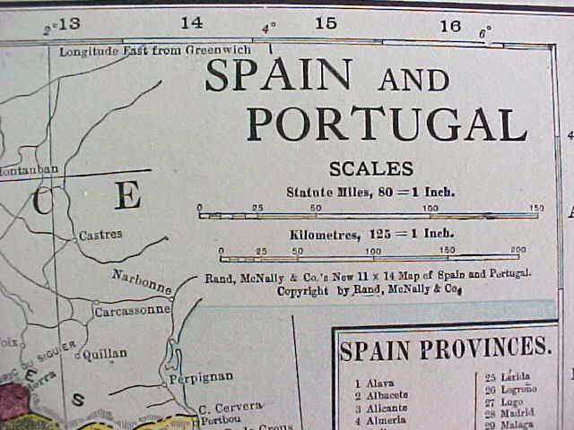 Antique Map Ireland Spain 1916 Rand McNally