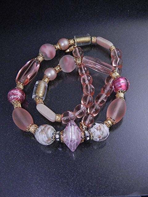 Pink Glass Bead Necklace