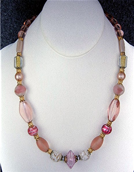 Pink Glass Bead Necklace