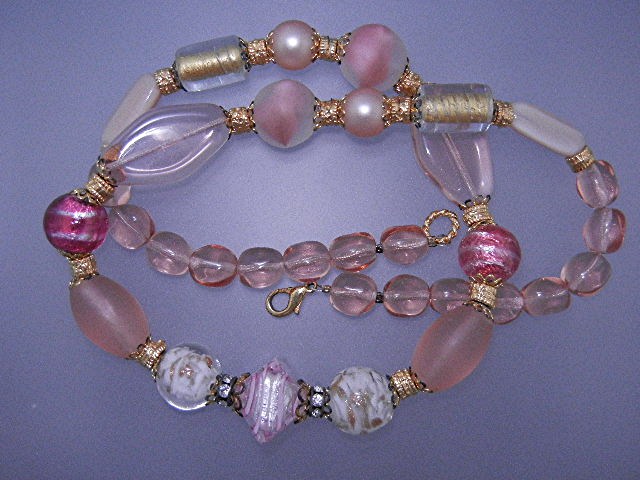 Pink Glass Bead Necklace