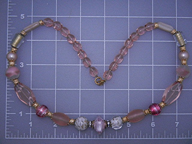 Pink Glass Bead Necklace