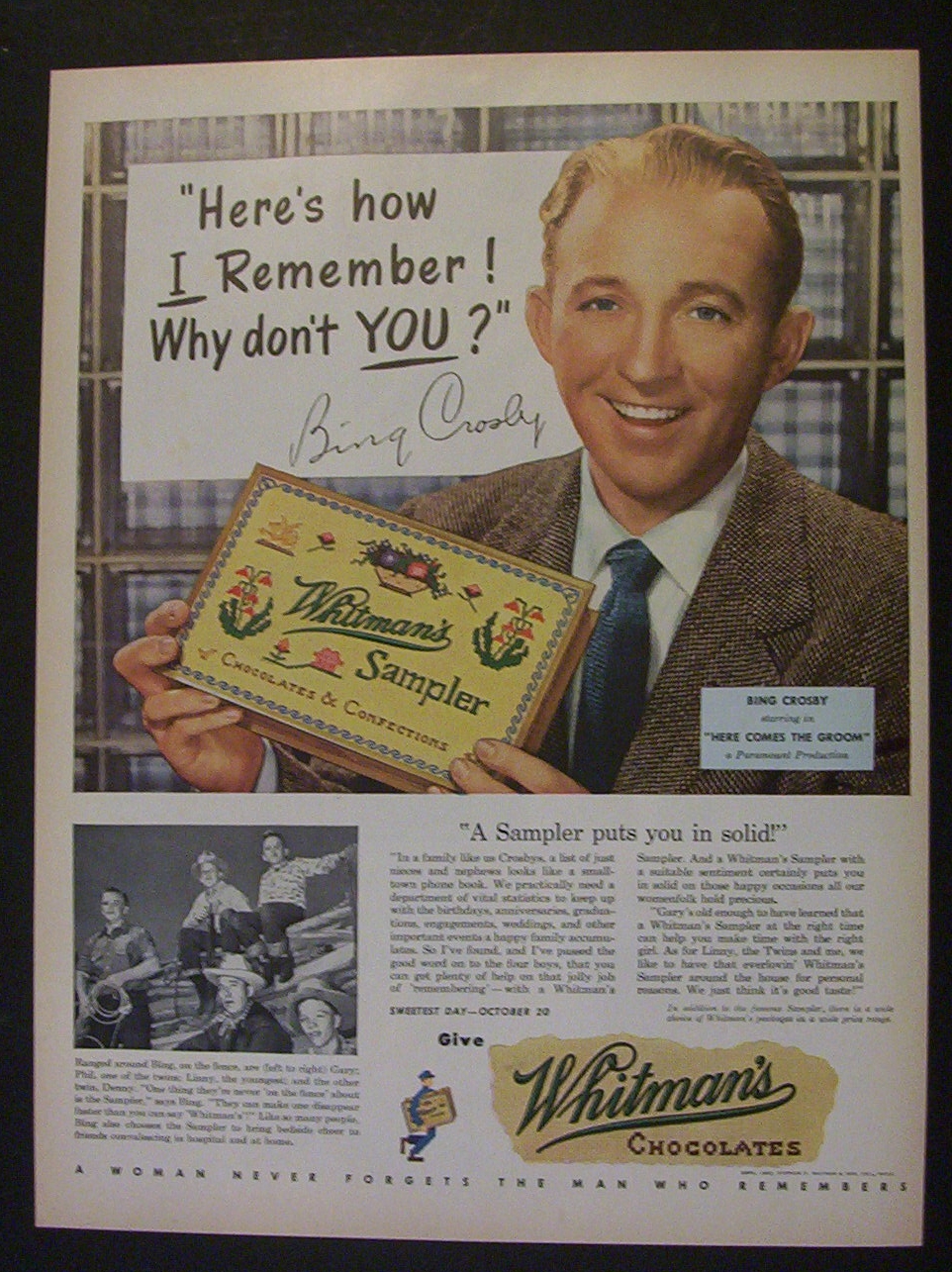 1951 Whitman's Chocolates with Bing Crosby