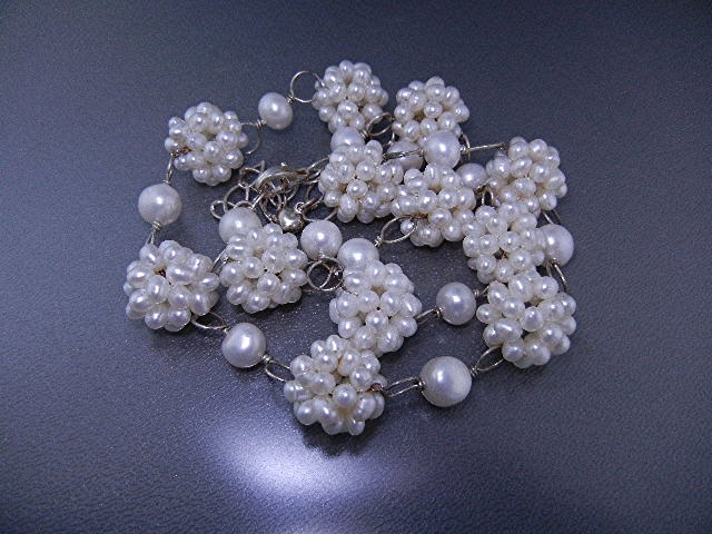 Freshwater Pearls Clusters Sterling Silver Necklace
