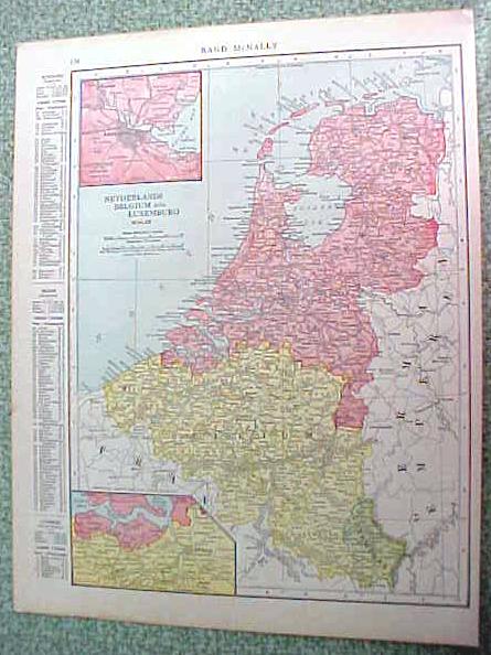 Antique Map France Belgium Netherlands 1916