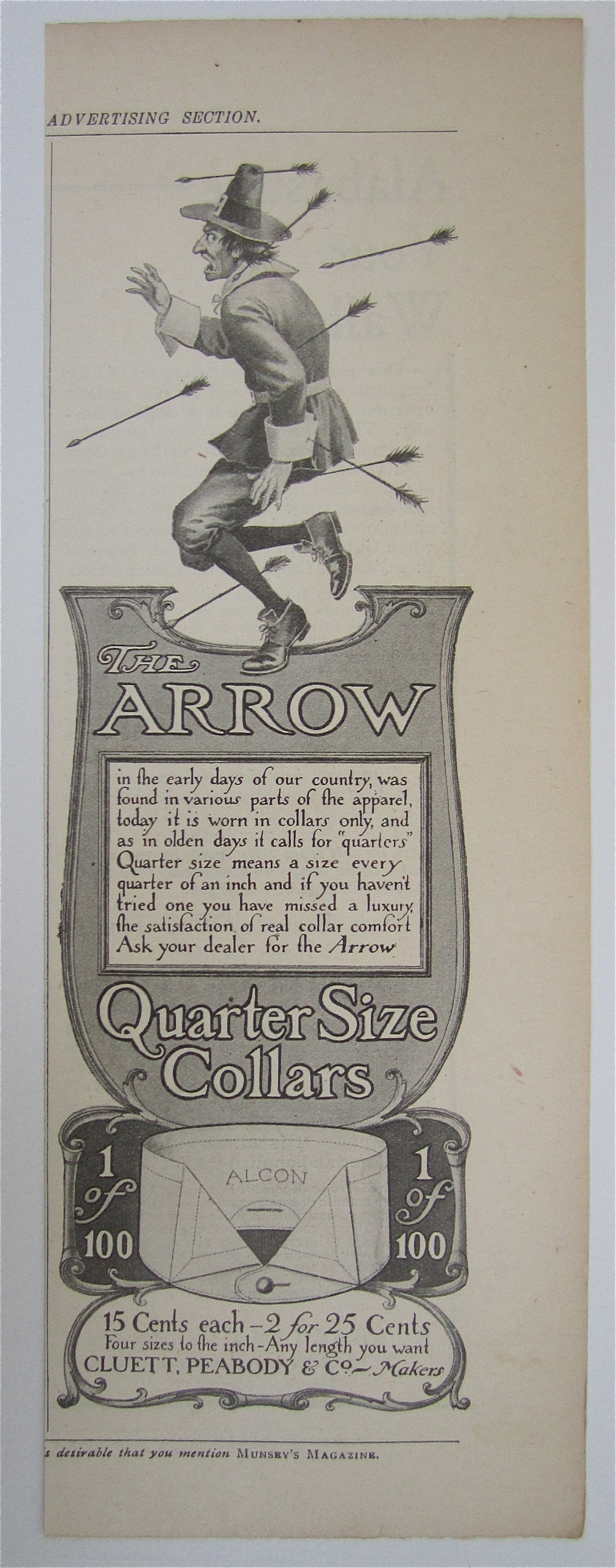 1905 Arrow Quarter Size Collars w/Man with Arrows