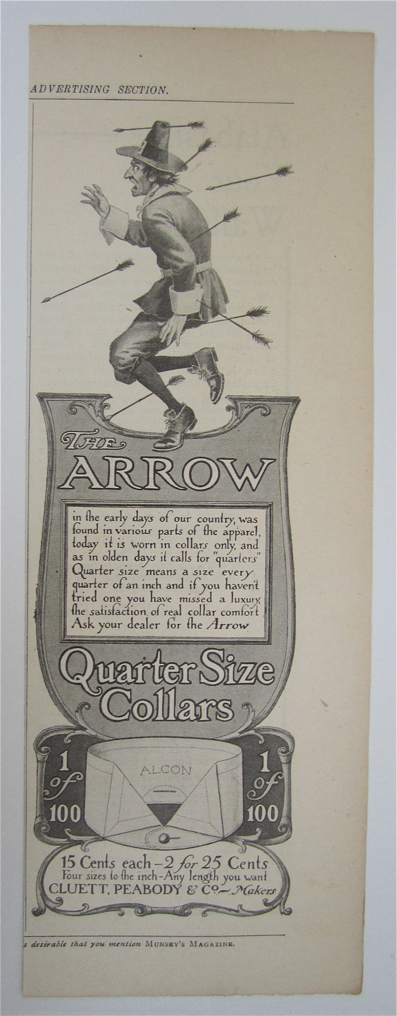1905 Arrow Quarter Size Collars w/Man with Arrows