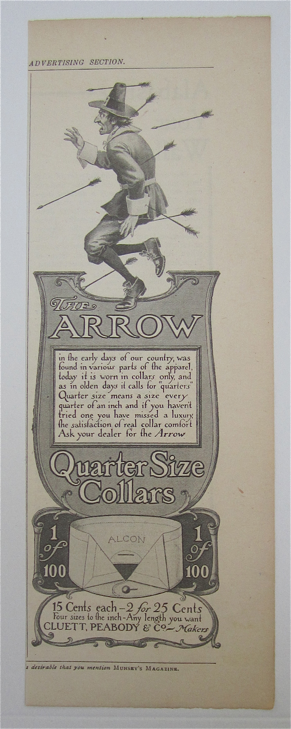 1905 Arrow Quarter Size Collars w/Man with Arrows