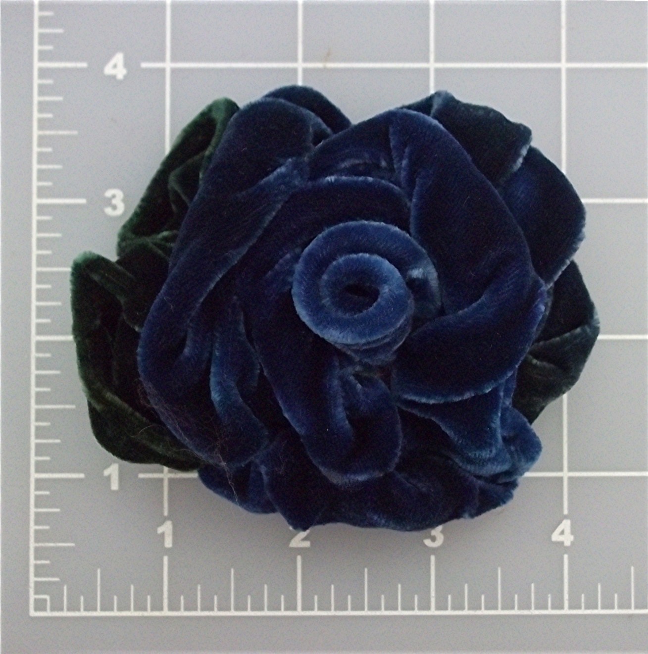 Brooch Pin Blue and Green Velvet Rose Robbins Californi