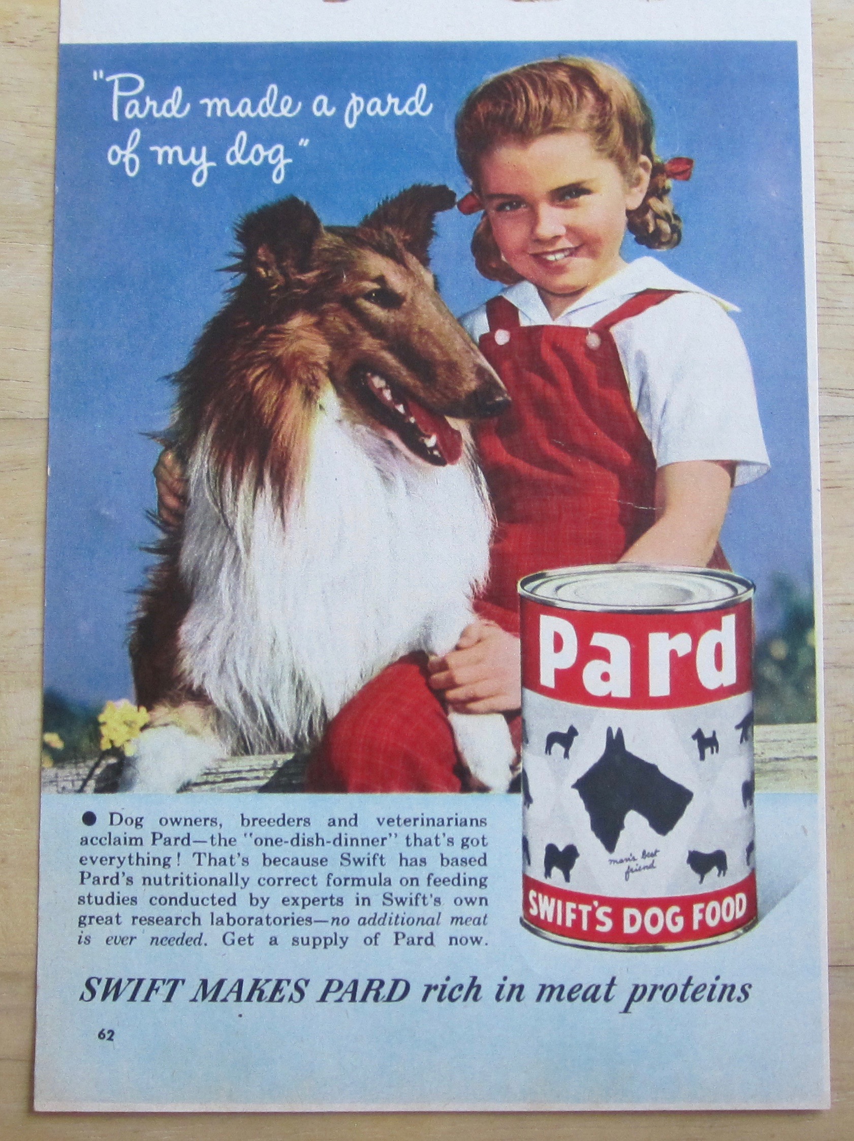 1948 Pard Dog Food with Little Girl & Her Dog