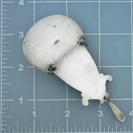 Silver Mexico Onyx Aztec Face Brooch