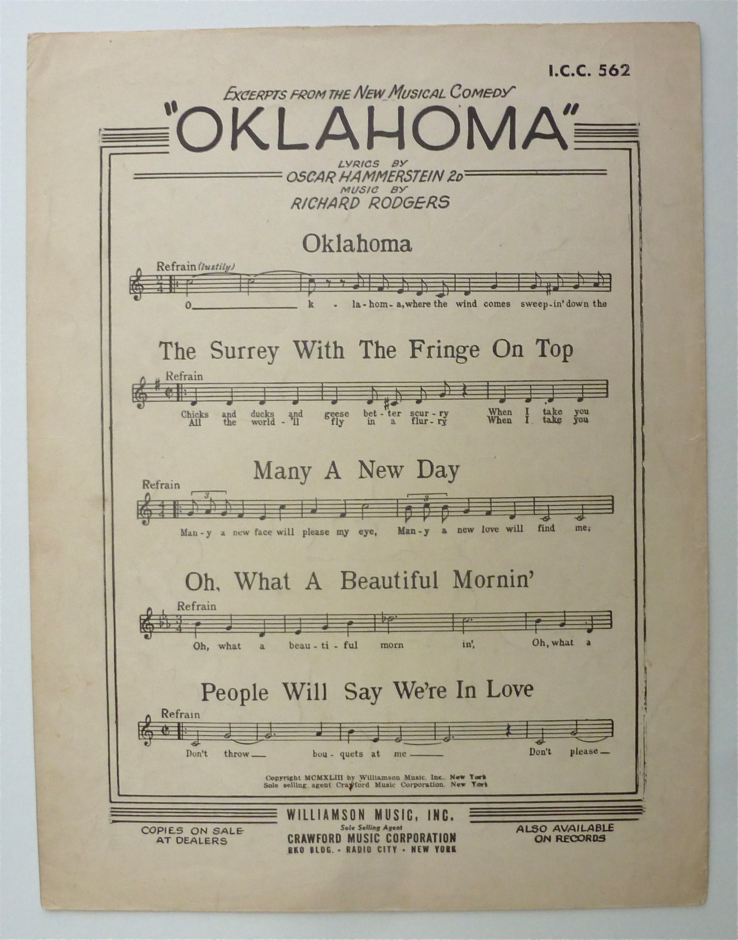 Sheet Music For 1946 How Are Things In Glocca Morra