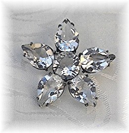 Fabulous Silver & Crystal Star/Flower Brooch