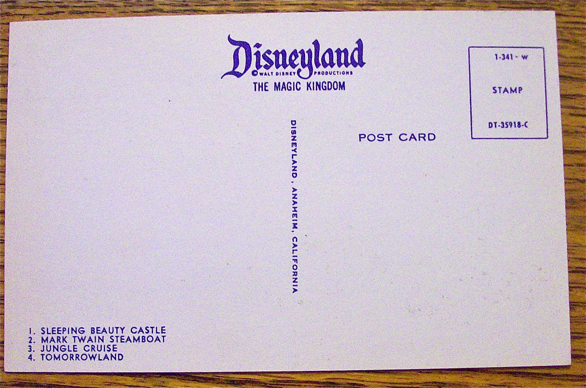 Disneyland Postcard (Magic Kingdom & More)