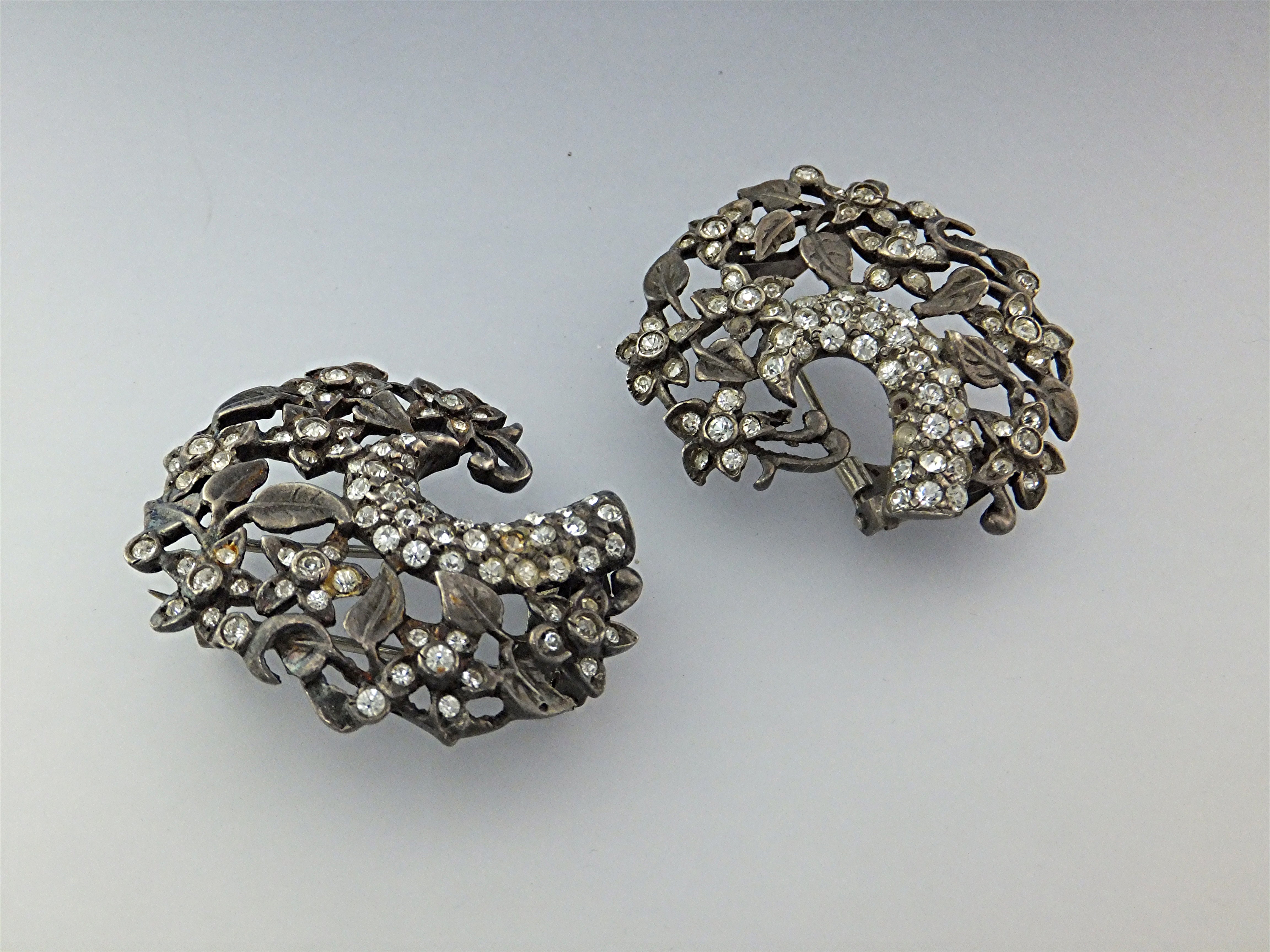 Dress Clips Sterling Silver Paste EISENBERG ORIGINAL
