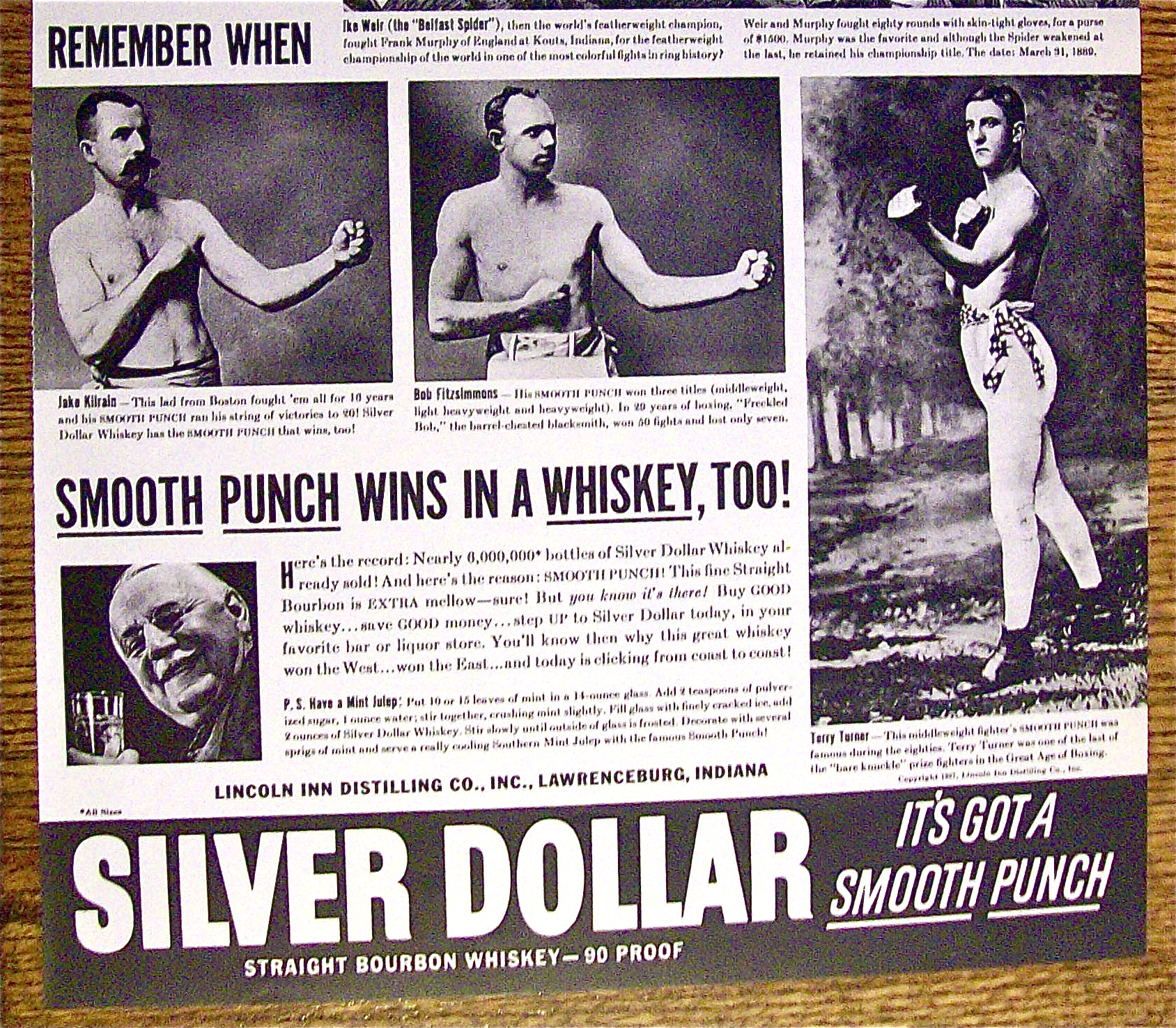 1937 Silver Dollar Whiskey with Prize Fights