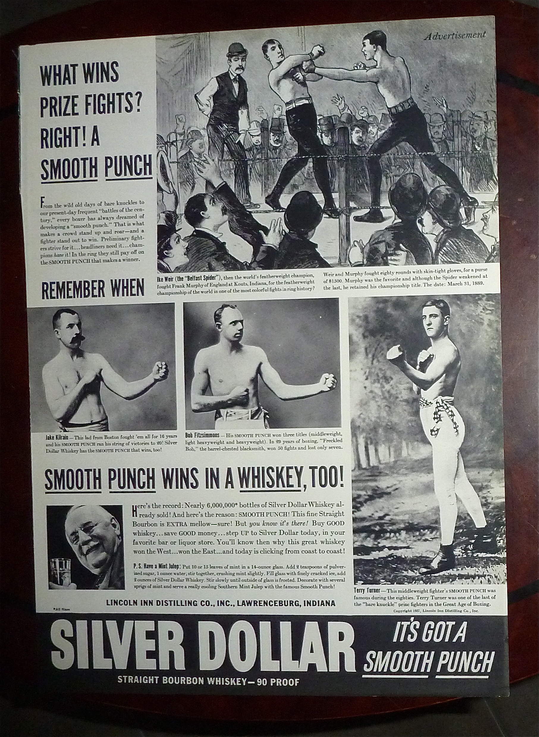 1937 Silver Dollar Whiskey with Prize Fights