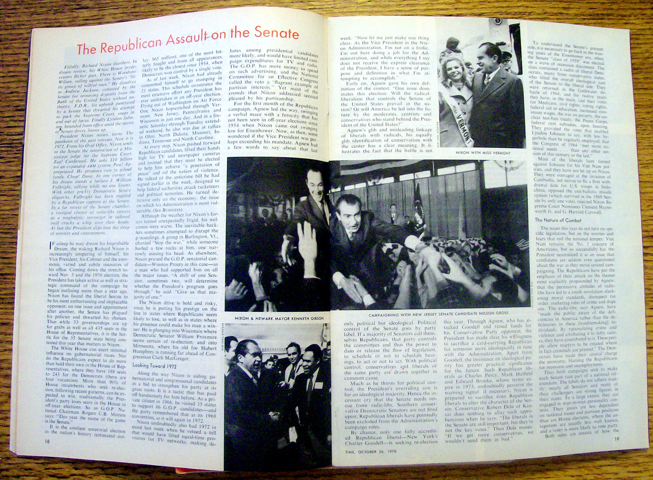Time Magazine-October 26, 1970-Battle For The Senate