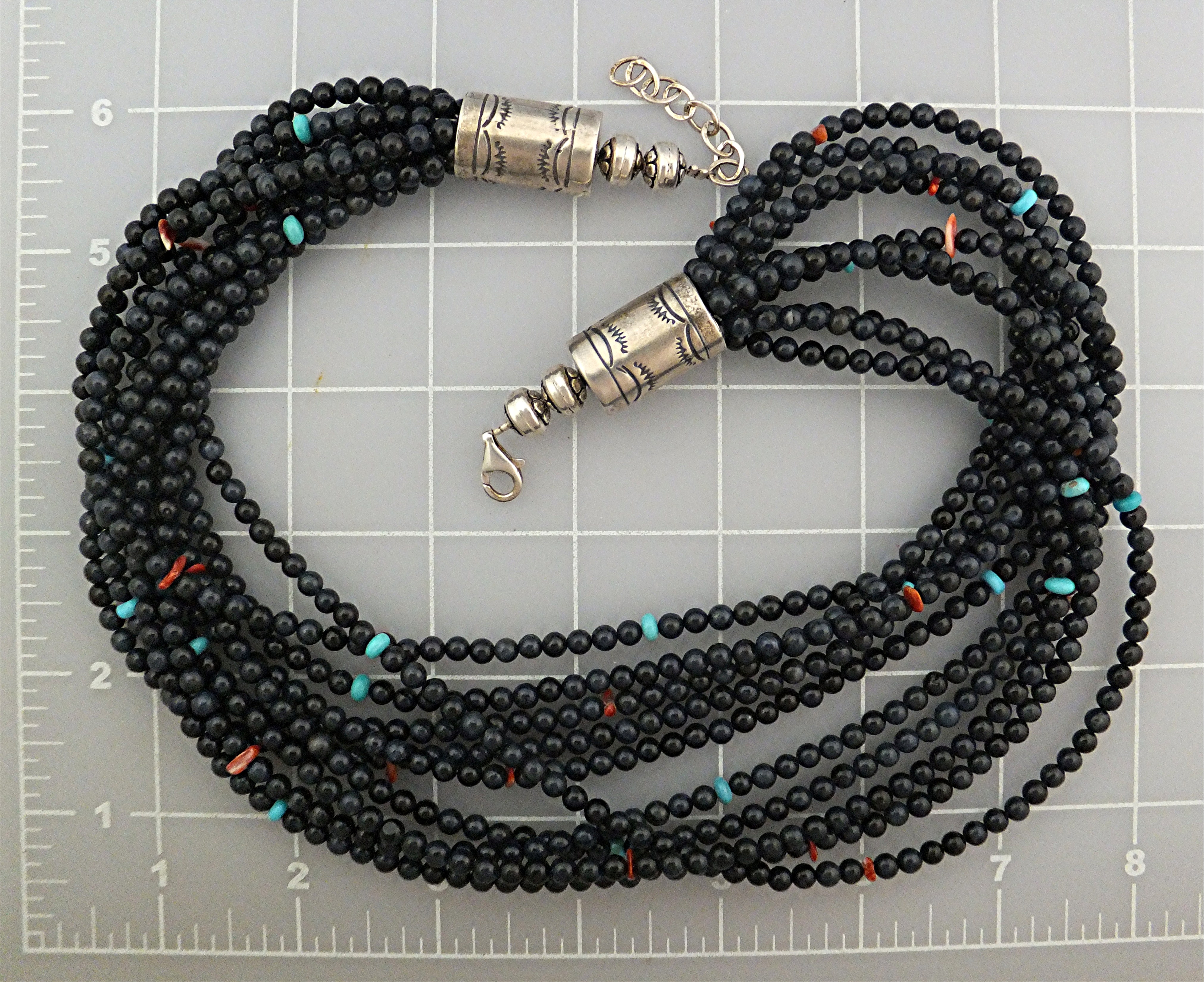 Necklace Lapis Turquoise Spiny Sterling Silver Native A