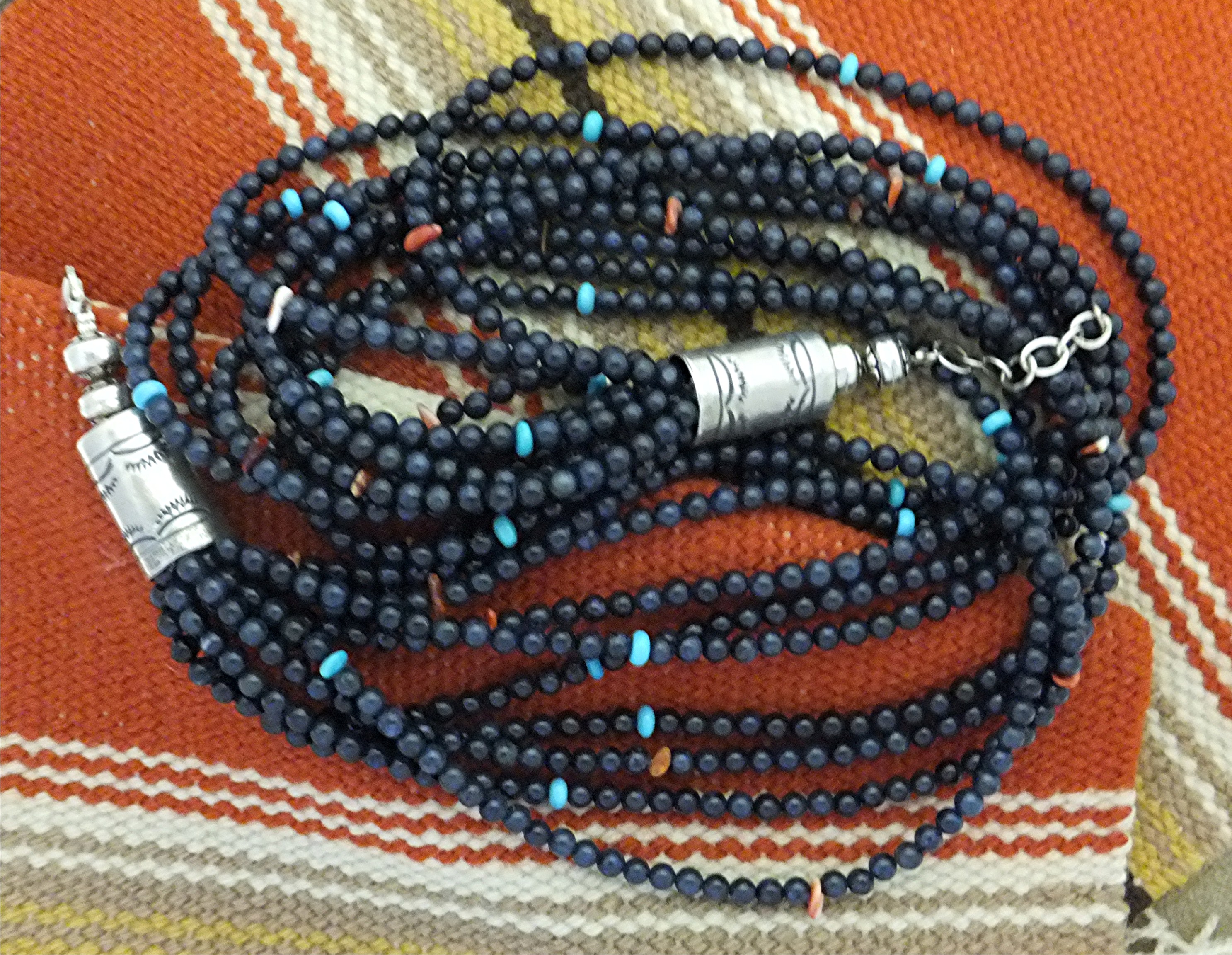 Necklace Lapis Turquoise Spiny Sterling Silver Native A