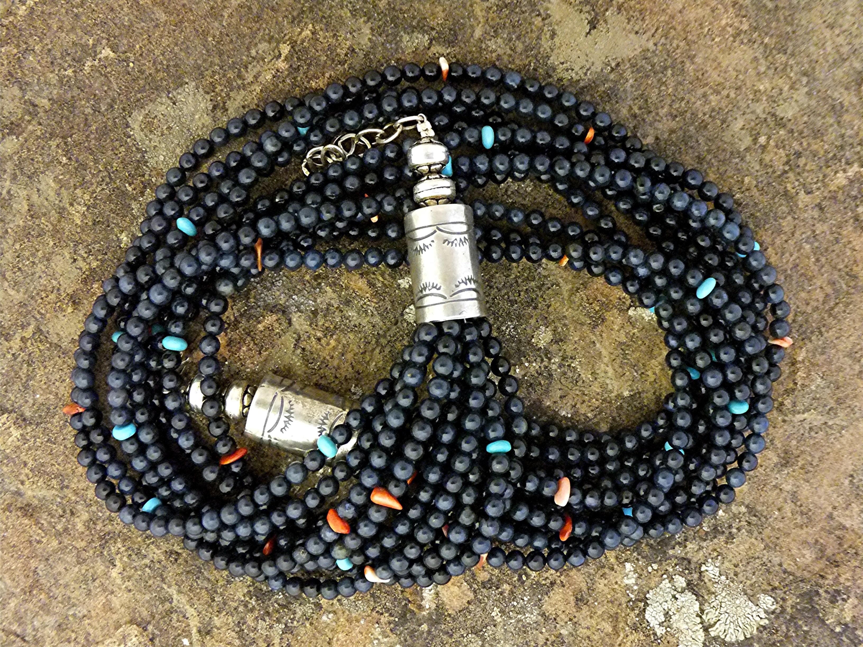 Necklace Lapis Turquoise Spiny Sterling Silver Native A