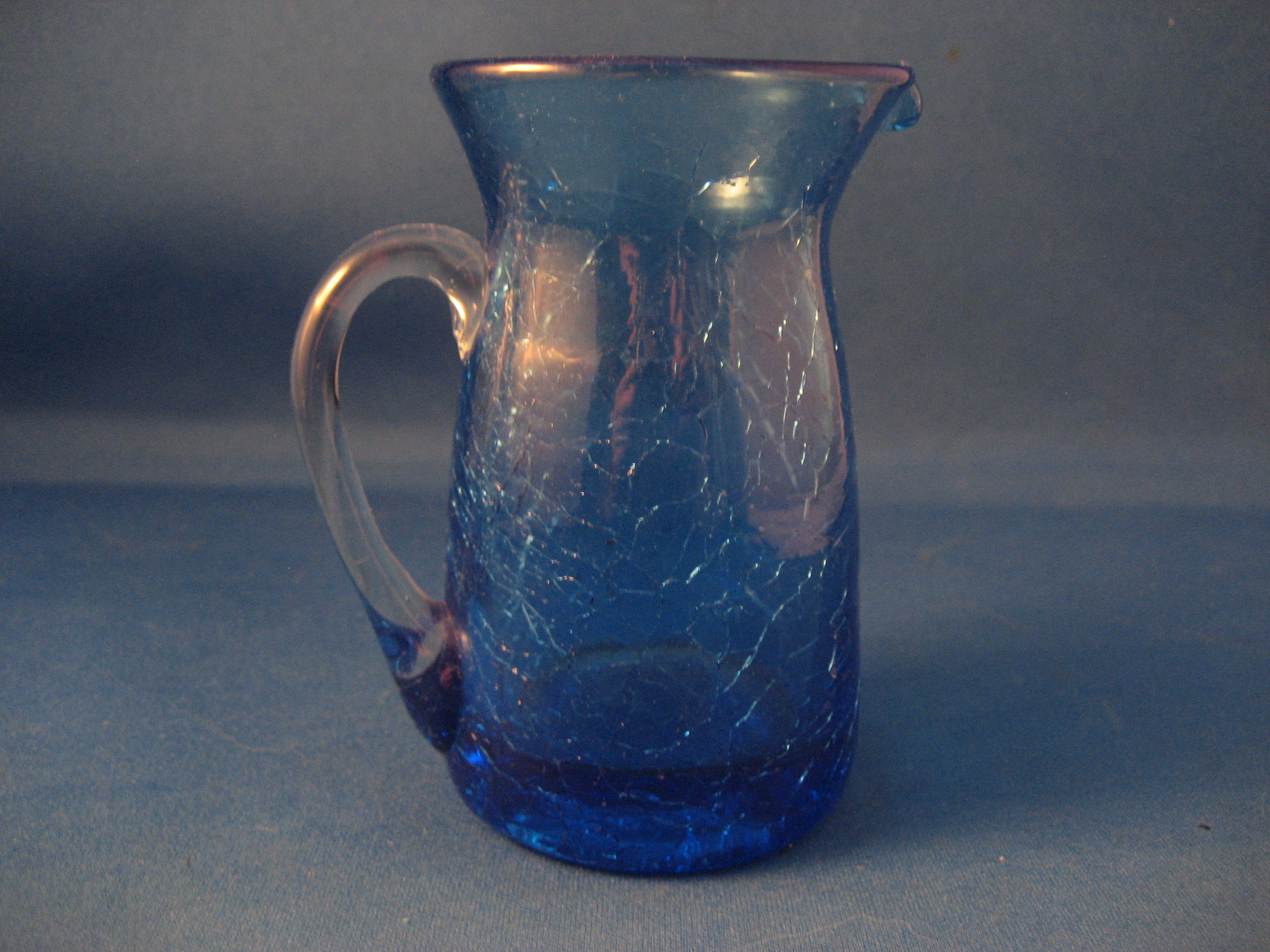 Small Hand Blown Crackle Glass Pitcher