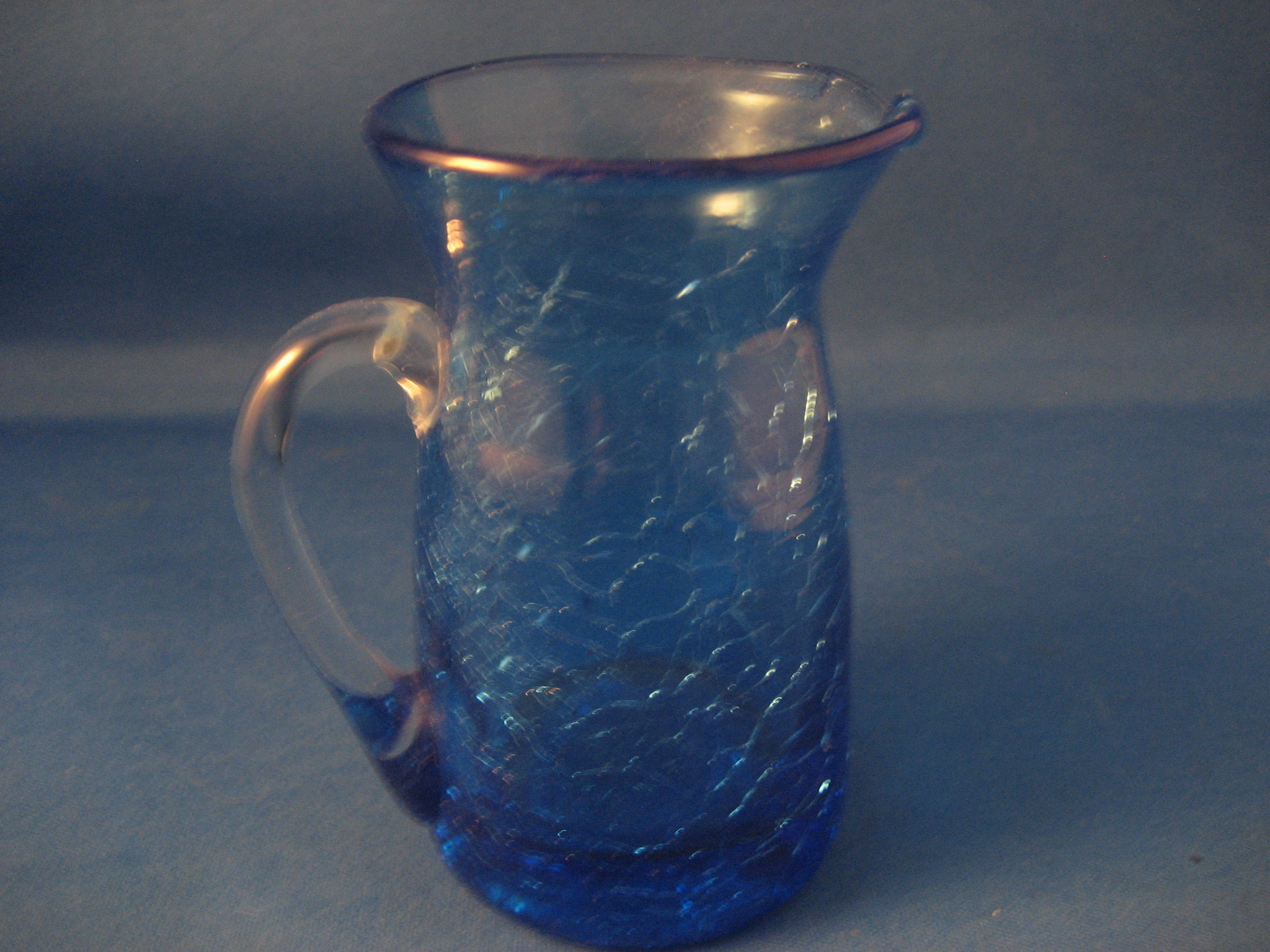 Small Hand Blown Crackle Glass Pitcher
