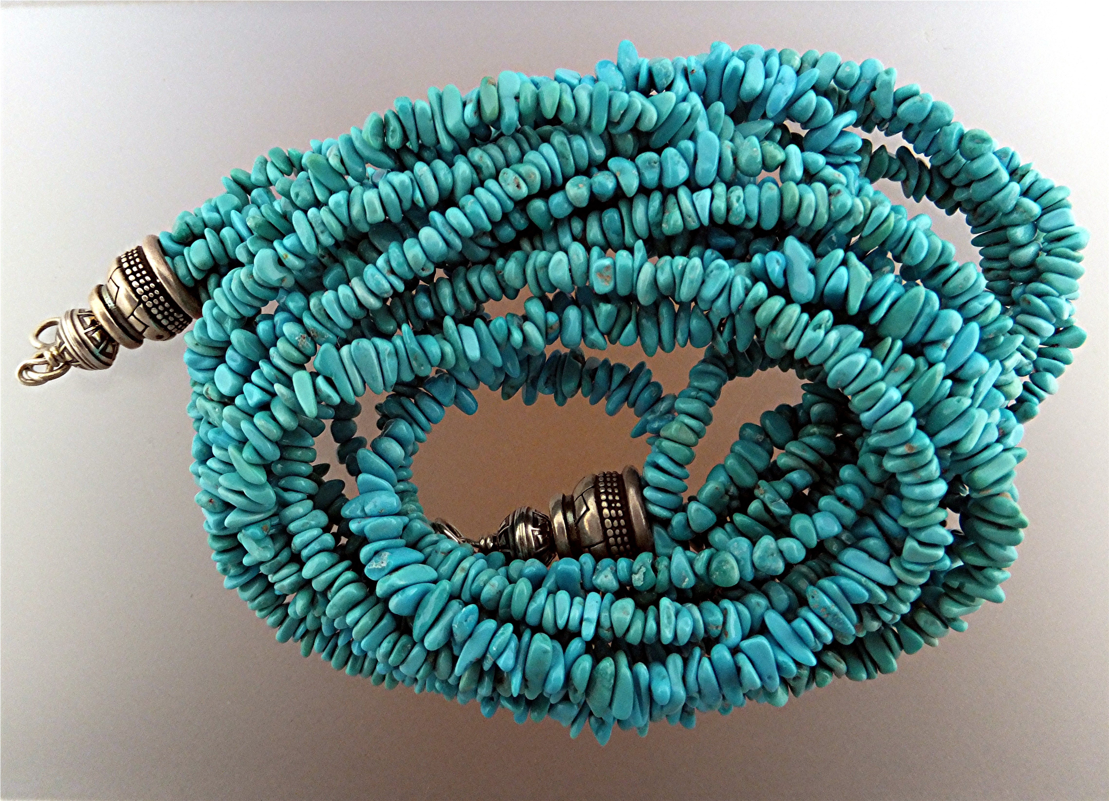 Sleeping Beauty Turquoise Sterling Silver 5 Strands Nec