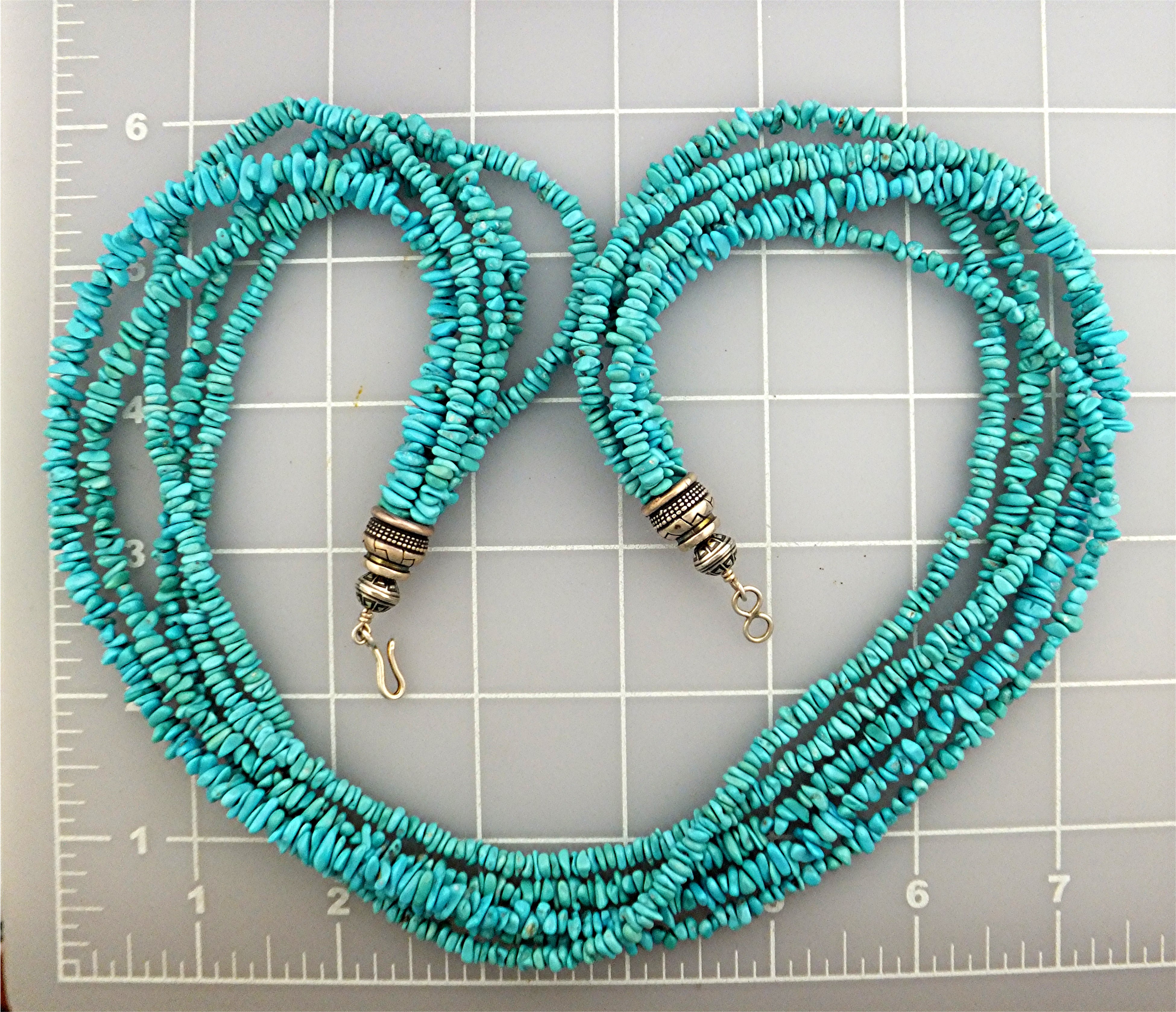 Sleeping Beauty Turquoise Sterling Silver 5 Strands Nec