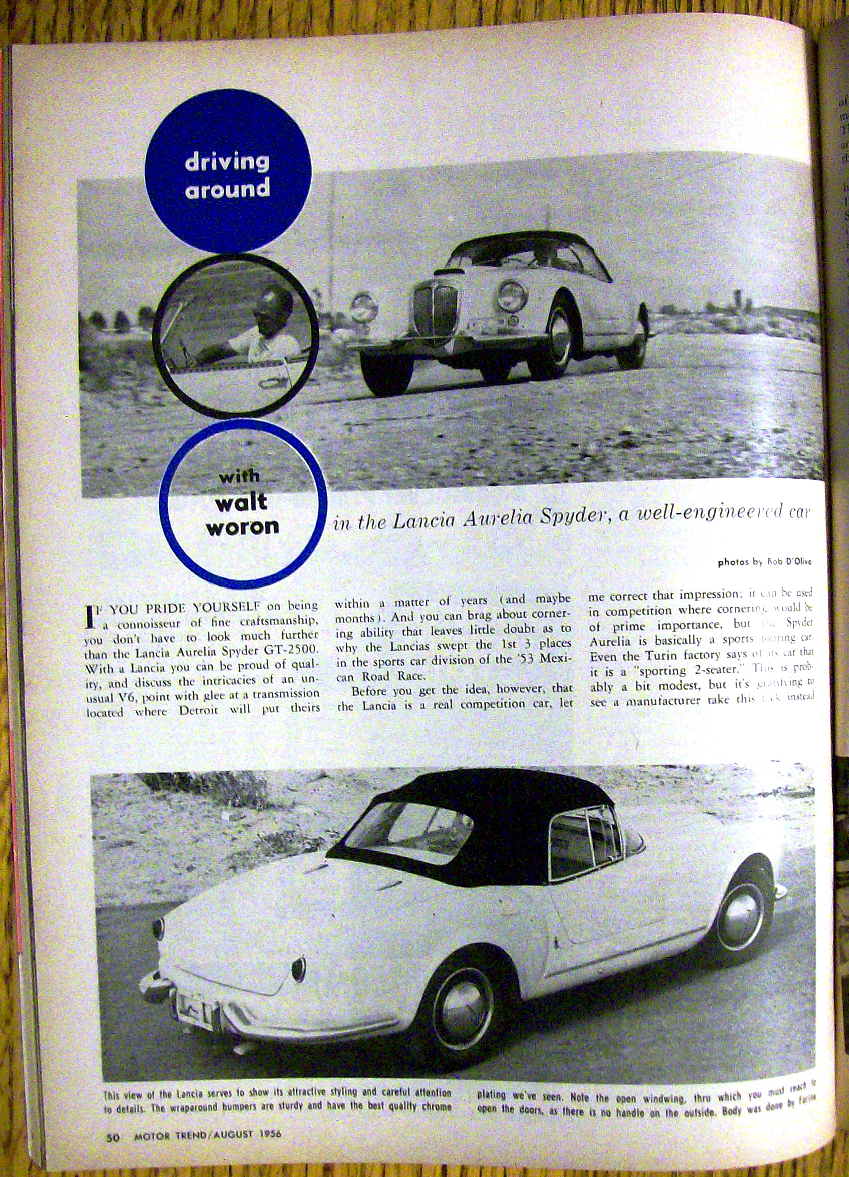 Motor Trend Magazine August 1956 Lancia Spyder